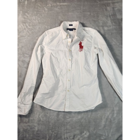 Polo Ralph Lauren Tops - Polo by Ralph Lauren White Button-Down Shirt with Red Pony